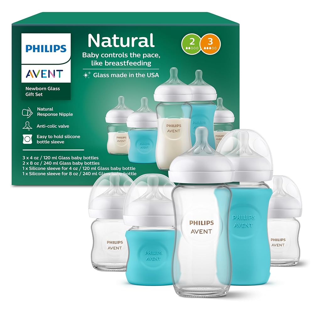 Philips Avent Glass Natural Bottle with Natural Response Nipple, Baby — 4 oz