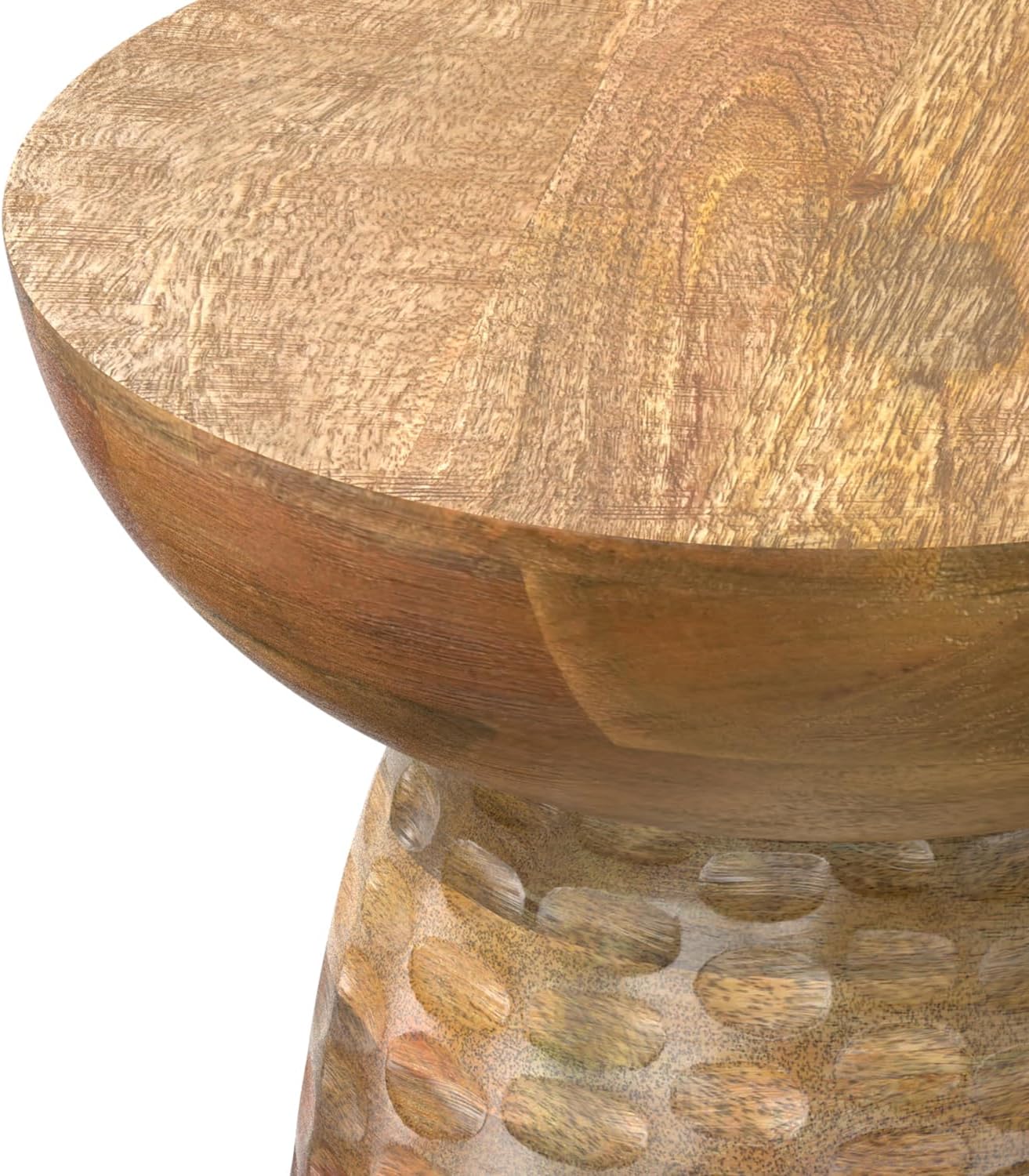 SIMPLIHOME Boyd End Table - 13" Wide x 18" High Solid Mango Wood Round Accent Table in Natural, Handcrafted Contemporary Nightstand or Lamp Stand for Living Room, Bedroom, or Office, Assembled