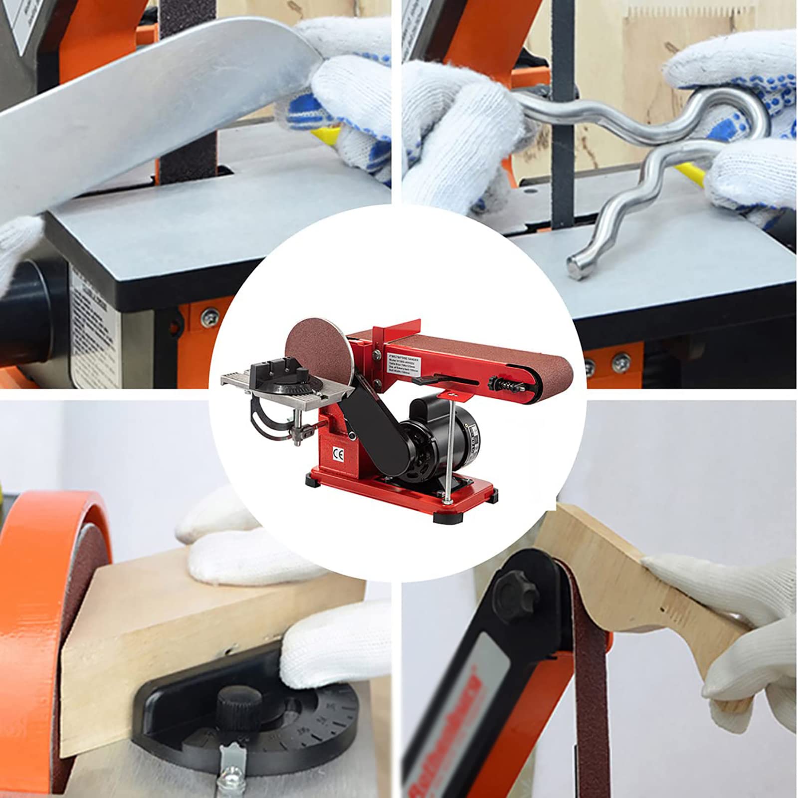 Lijadora Combinada De Disco, Lijadora Eléctrica De Banda Ajustable De 350 W, Puede Lograr Un Pulido De Precisión De 180 Grados Para Bricolaje, Carpintería, Metal, Madera, Desoxidación, Pelado, Pintura