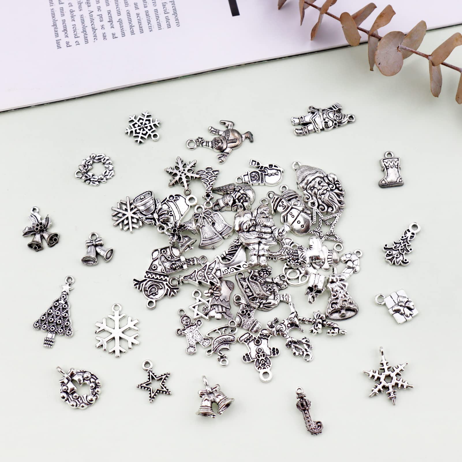 Encantos de Navidad, al por mayor a granel lotes de Navidad encanto mezclado tibetano plata metal colgantes DIY para la fabricación de joyas artesanías adornos 3