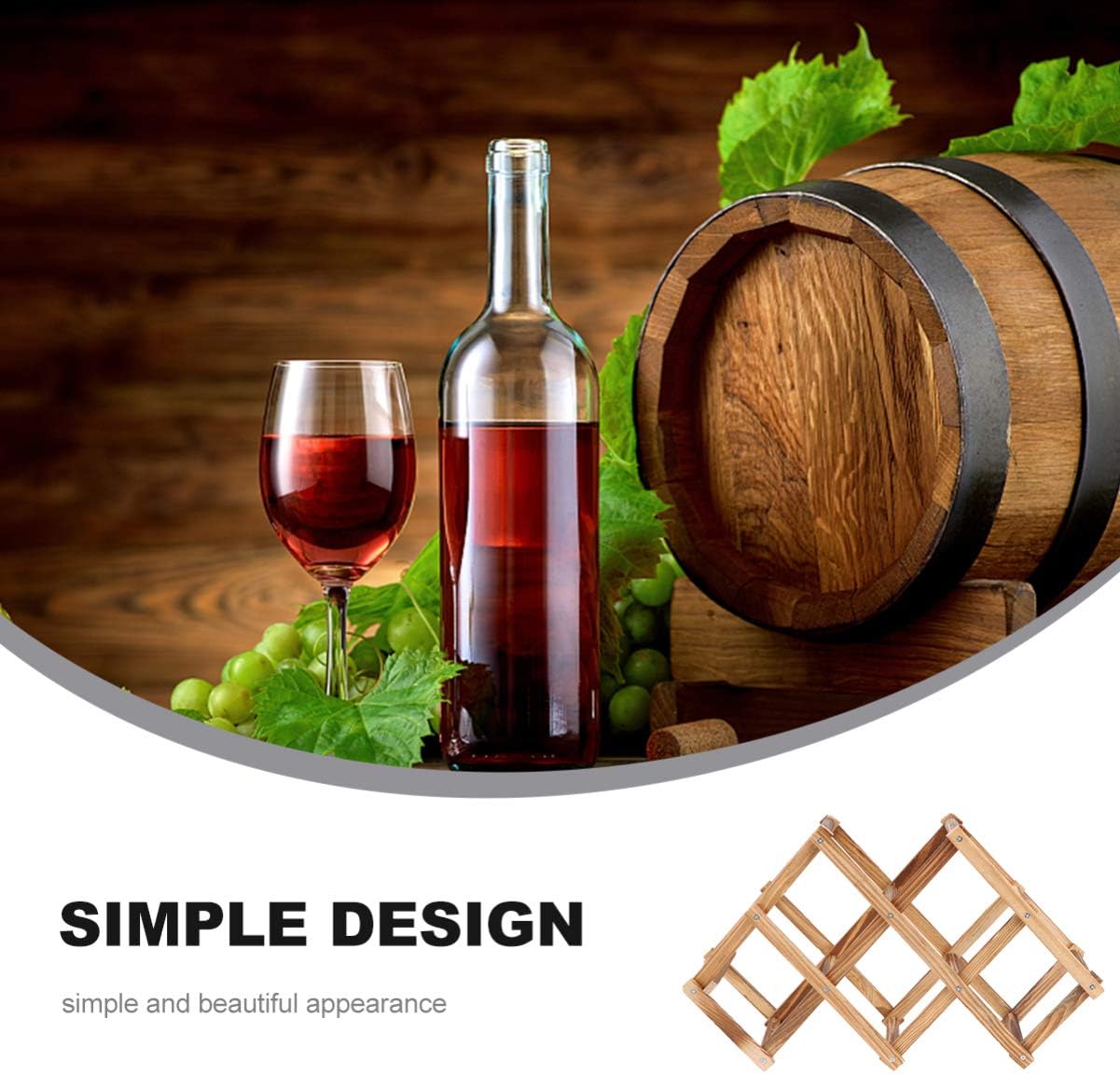 Wooden Wine Rack Foldable Brown Freestanding Holder for Living Room
