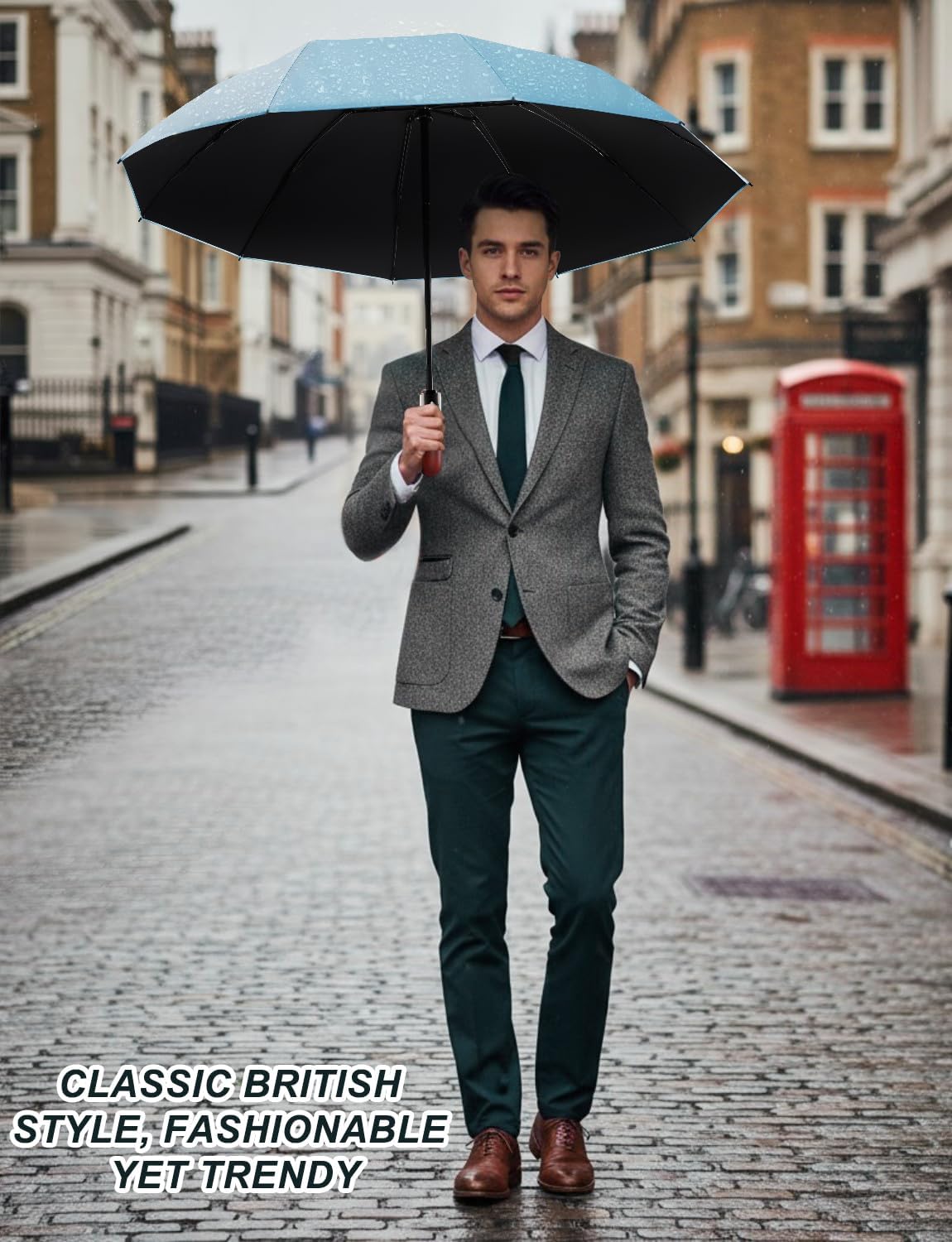 SoulRain 10 Ribs 46" Travel Sun & rain Automatic Reverse Umbrella, for Windproof Umbrella, Compact Parasol with 95% UV Protection for women and men - Image 2