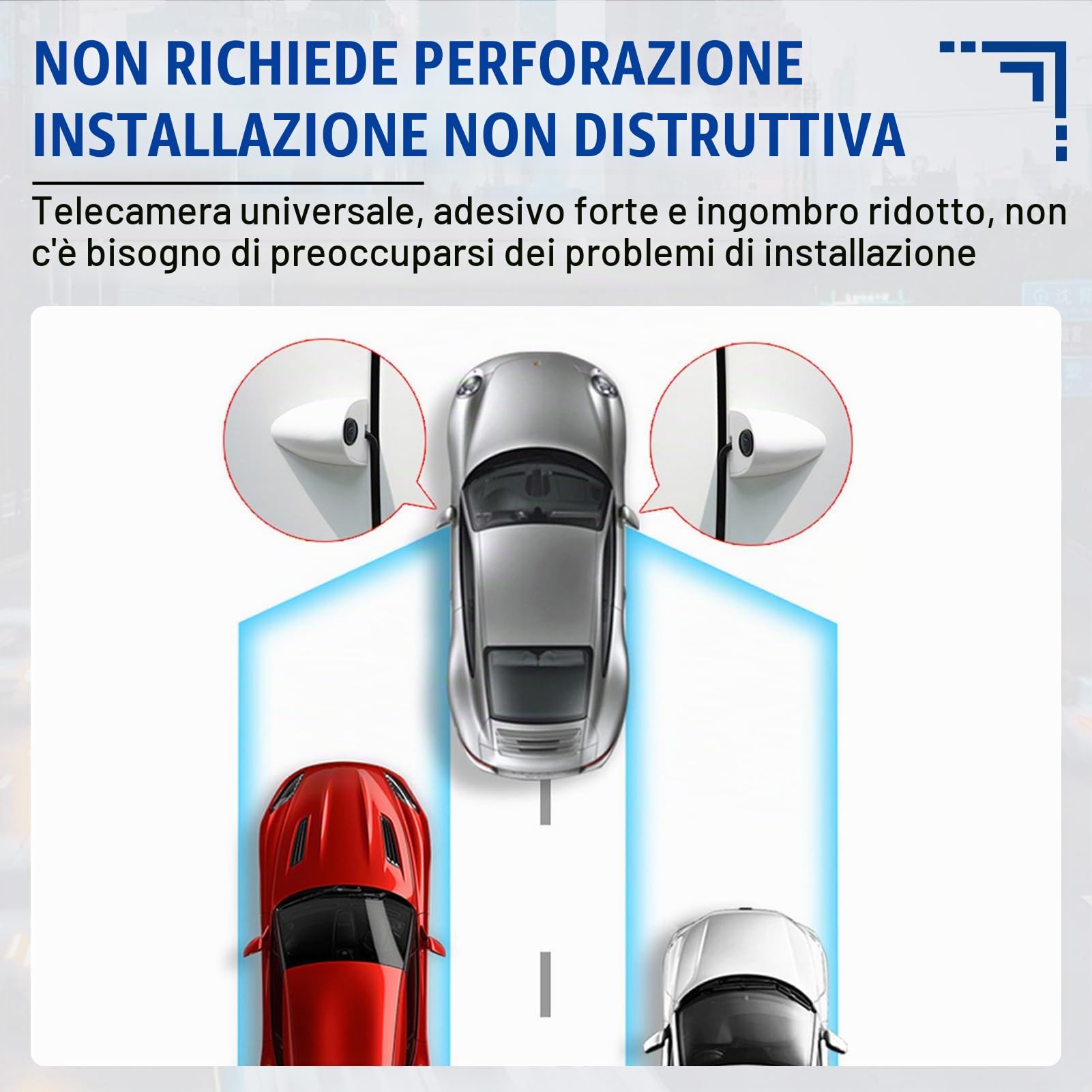 Telecamera per Punti Ciechi per Auto Visione Notturna Assist Tape Montaggio Telecamera per Visione Laterale Sinistra e Destra per di Sorveglianza 'auto (Bianco)