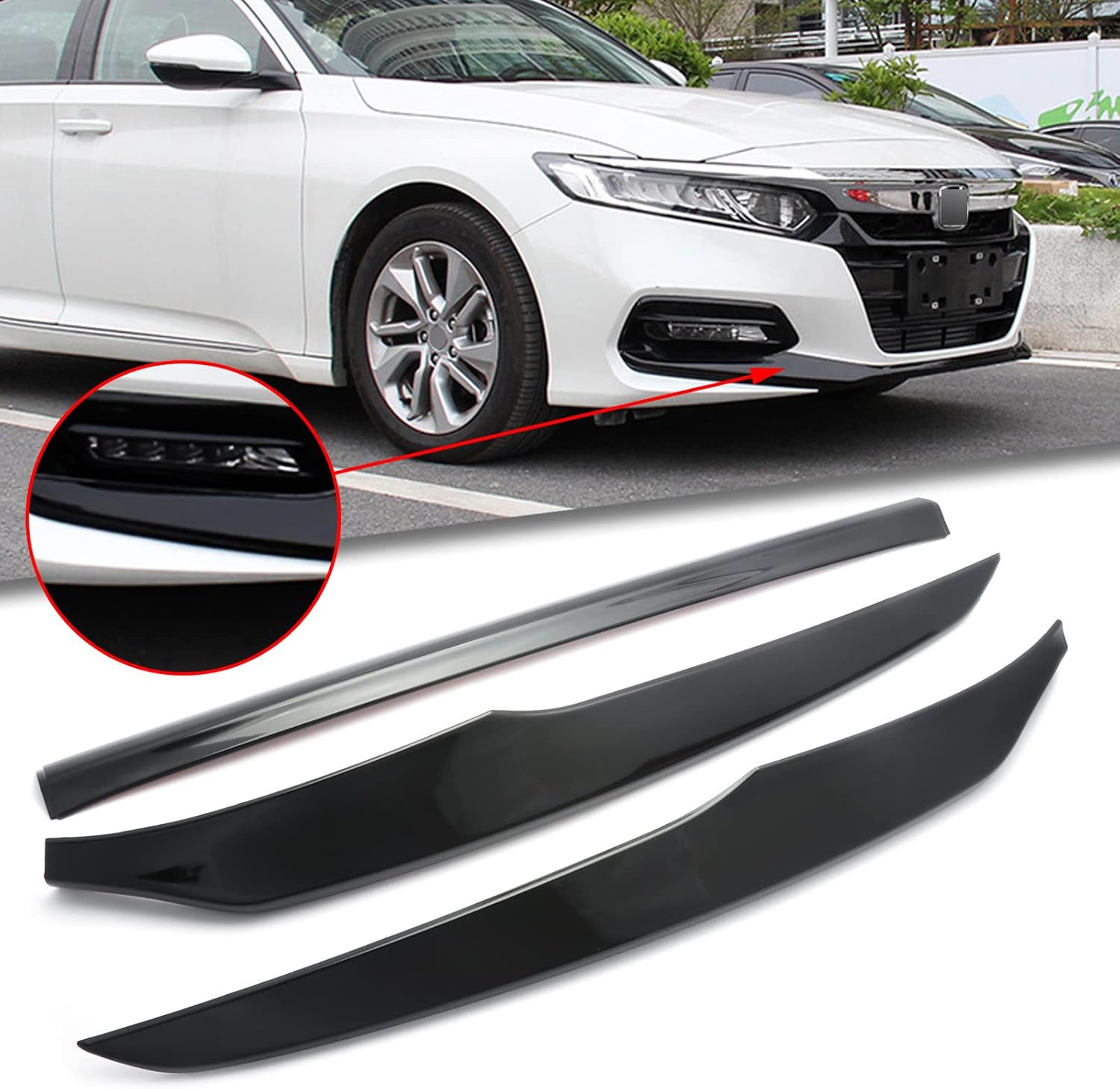 x xotic tech Front Bumper Lip Chin Stripe Cover Trim, Chrome, Compatible with Honda Accord Sedan 10th Gen 2018-2020