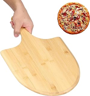 Pizza Peel 11 Inch, Natural Bamboo Pizza Spatula Wooden Pizza Spatula Paddle for Pizza Cutting Cheese Bread Fruit Vegetable (1)