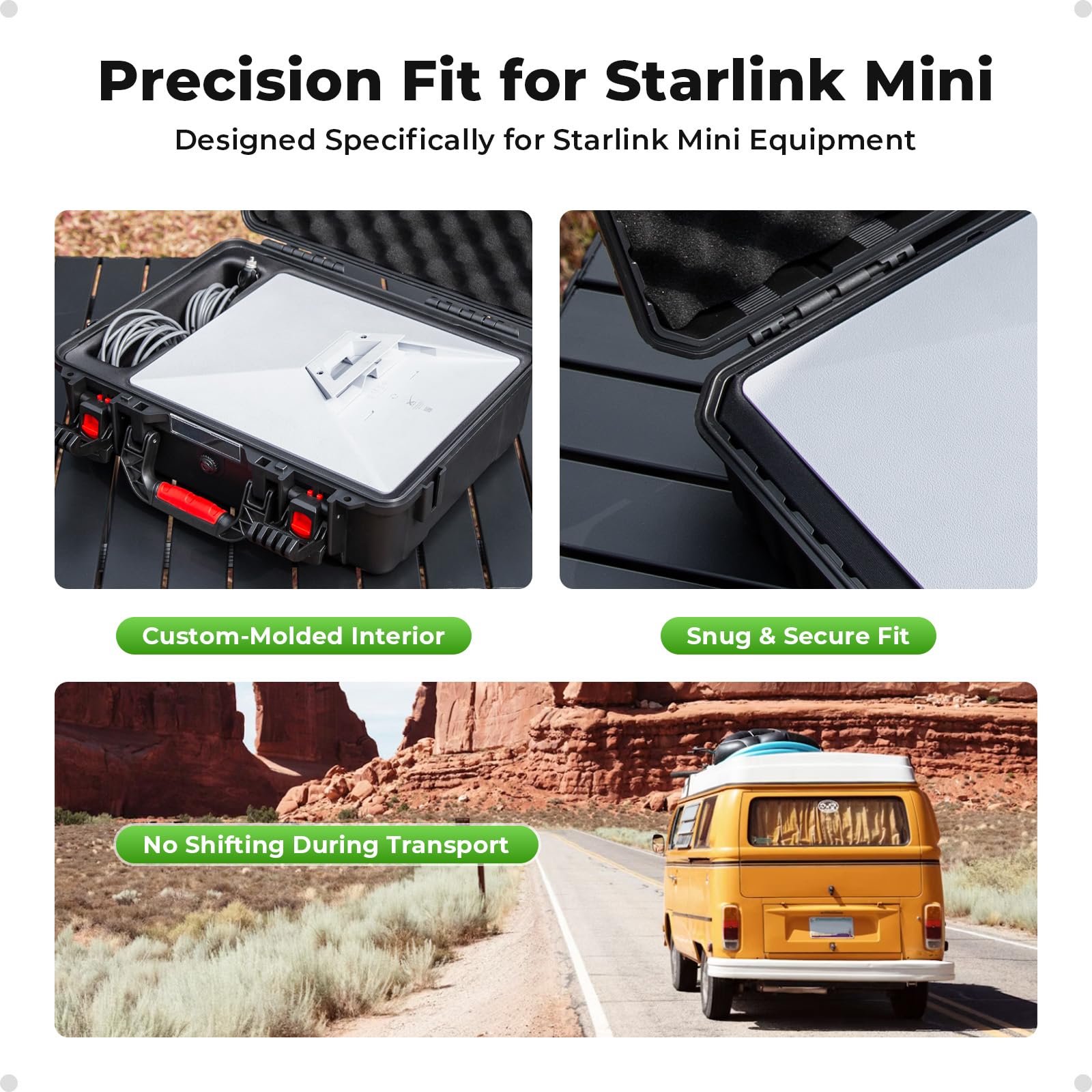 IP67 Wasserdichter Koffer für Starlink Mini, Heavy-Duty Hartschalenkoffer Stoßfest mit Maßgefertigter Einlage, Robuste Transportbox für Mini Dish & Zubehör