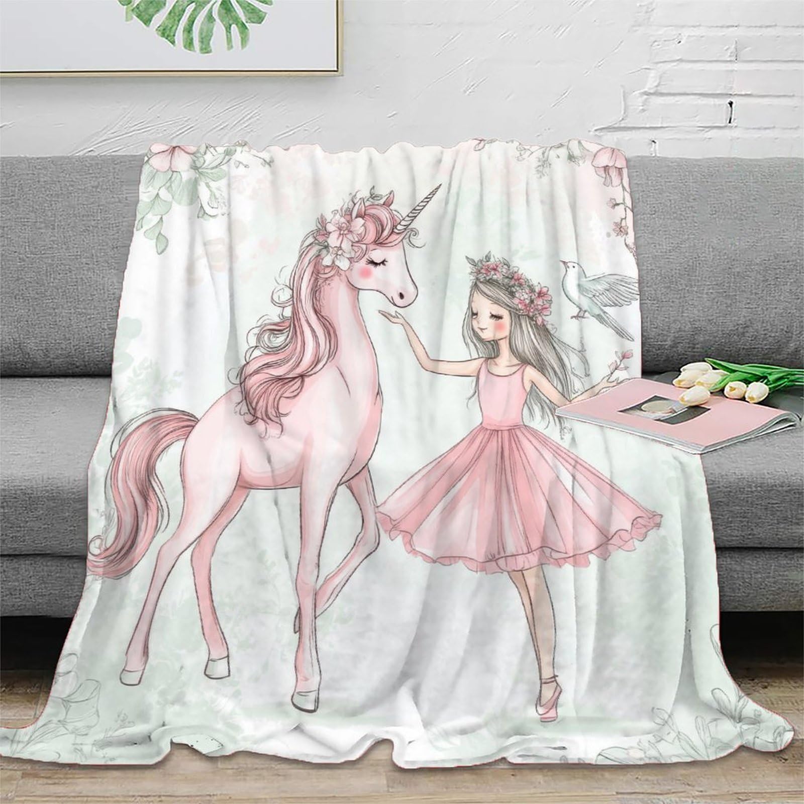 Couverture licorne fantastique grand format 150x200cm microfibre