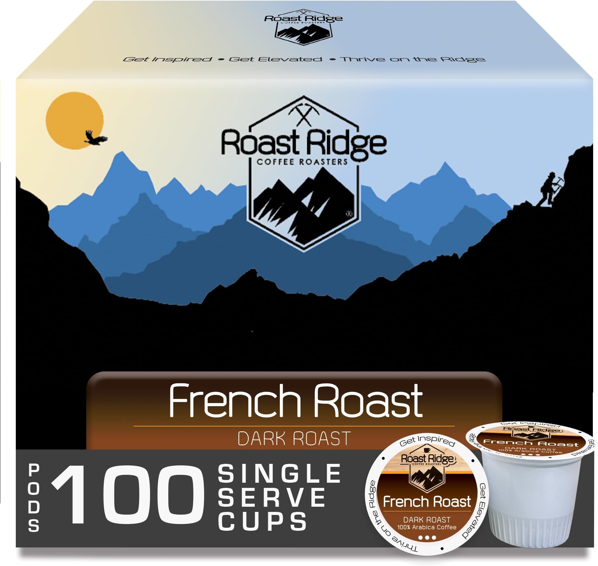 - Roast Ridge Single Serve Coffee Pods for Keurig K-Cup Brewers, French Roast, Dark Roast, 100 Count