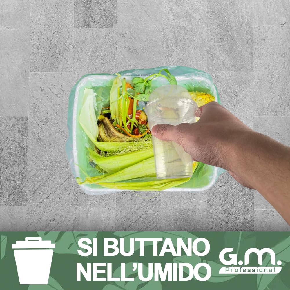 200 Bicchieri Kristal per Bevande con Coperchio da 400 ml, Biodegradabili e Compostabili, Rigidi e Resistenti, Usa e Getta, Ideale per Casa, Ufficio, Asporto Bevande Fredde