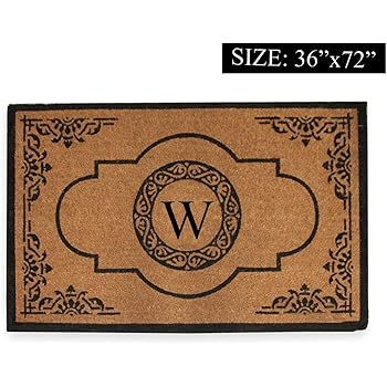 Amazon Com A1 Home Collections A1hc First Impression Hand Crafted Abrilina 36 In X 72 In Entry Coir Double Doormat Monogrammed W Garden Outdoor