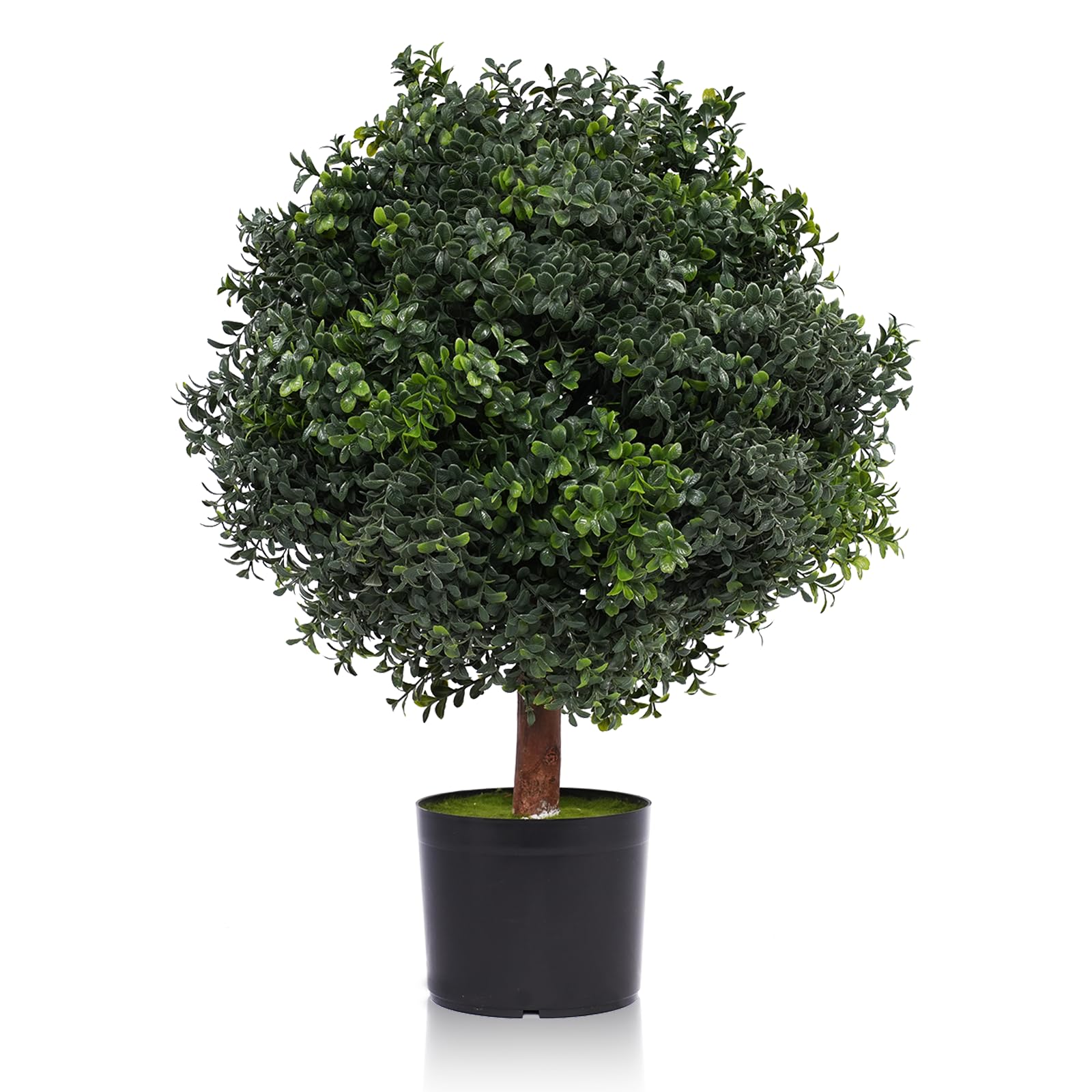 Silk Tree Warehouse One 2 Foot Outdoor Artificial Boxwood Ball Topiary Bush Potted UV Rated Plant by Bagari