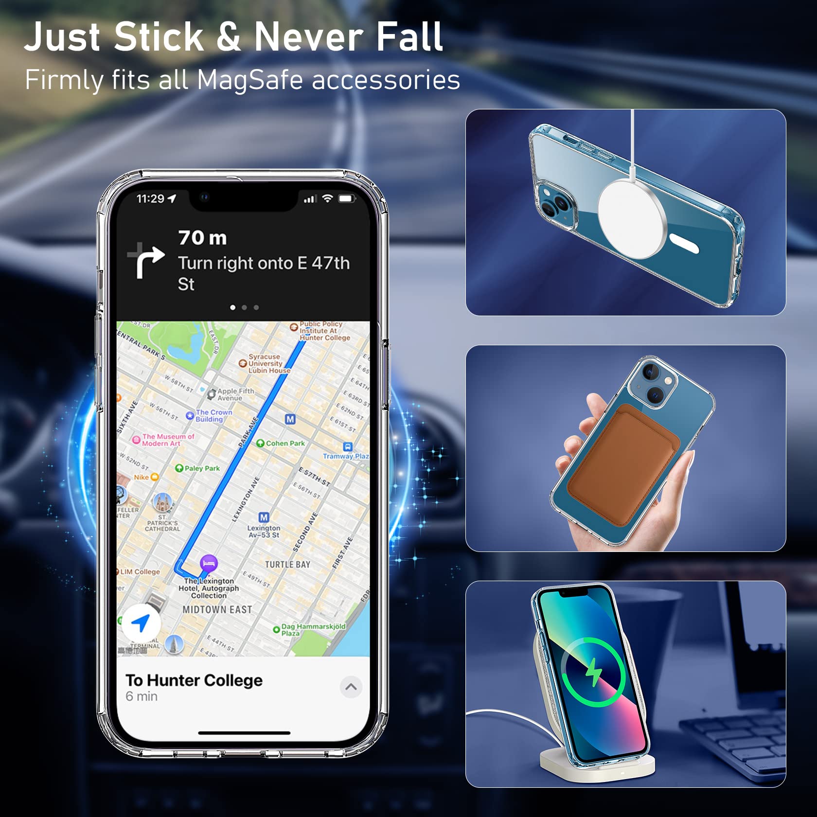 YisrLery 5 in 1 per Magnetica Cover iPhone 13 con 2 Vetro Temperato e 2 Vetro Fotocamera, Compatibile Mag Safe Hard PC Anti-Graffio Protettiva Case Antiurto Custodia con Bumper TPU (Trasparente)