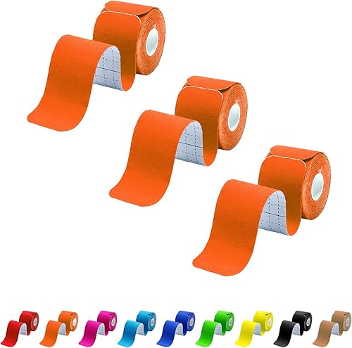 Vista 11 de Cinta de kinesiología precortada, 3 rollos, cinta deportiva atlética para soporte de articulaciones musculares, 60 tiras para rodilla, tobillo