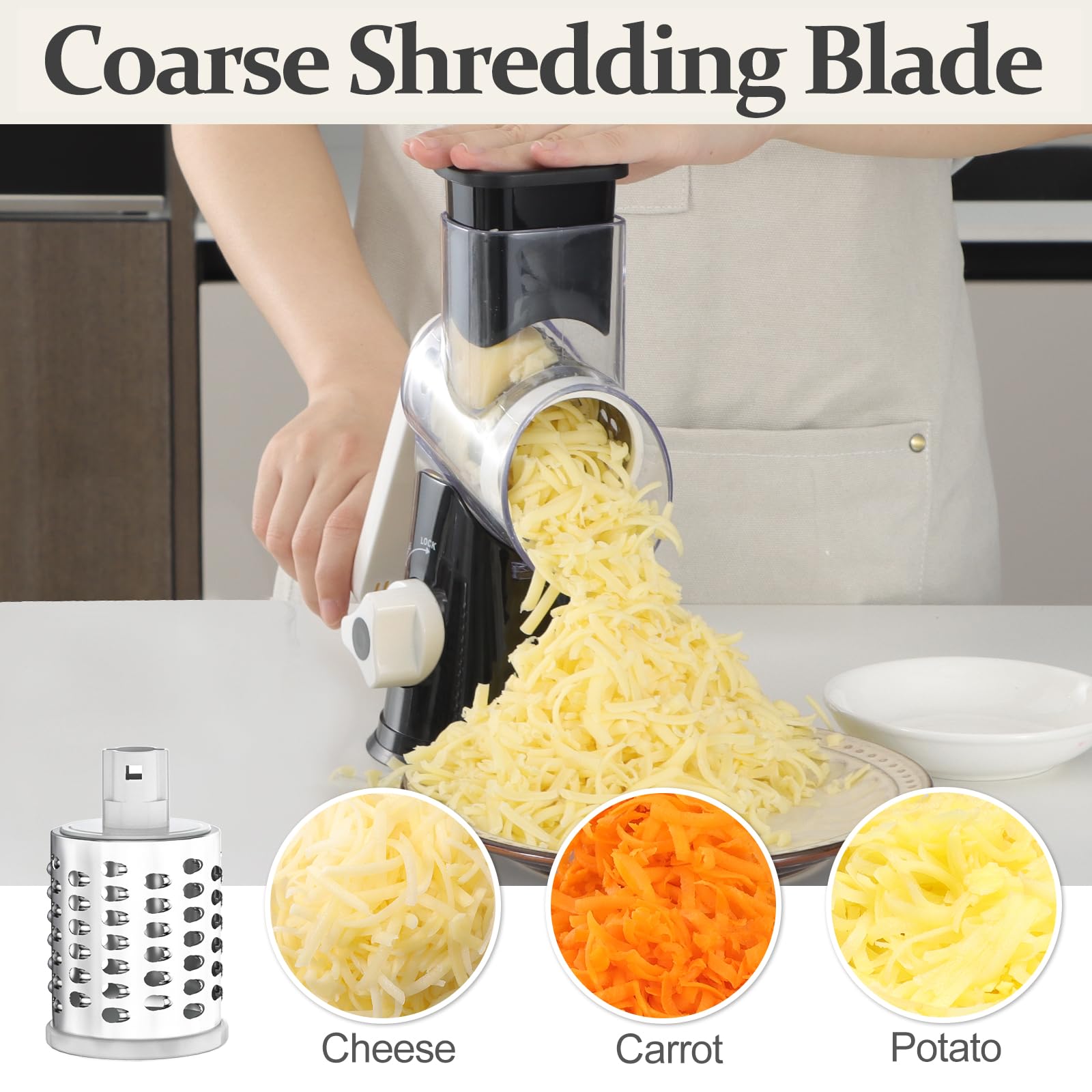 Snapklik.com : Cambom 5 In 1 Rotary Cheese Grater Hand Crank Cheese ...