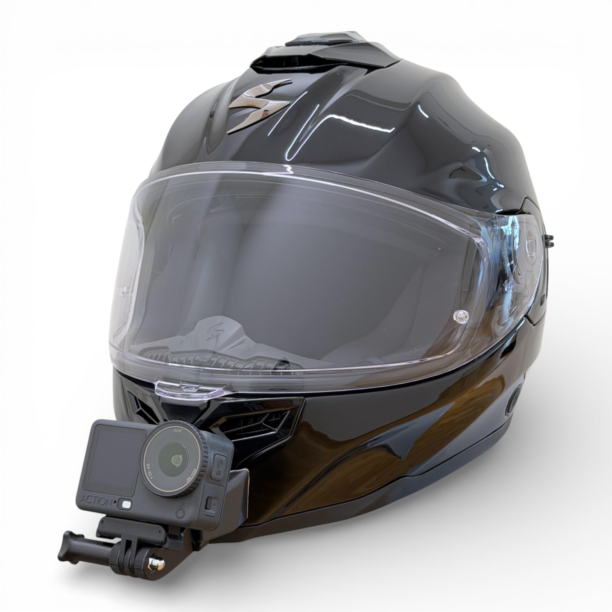 Action Cam Chin Mount per caschi da moto, compatibile con GoPro, DJI, Insta360 (Set, Scorpion EXO-1500)