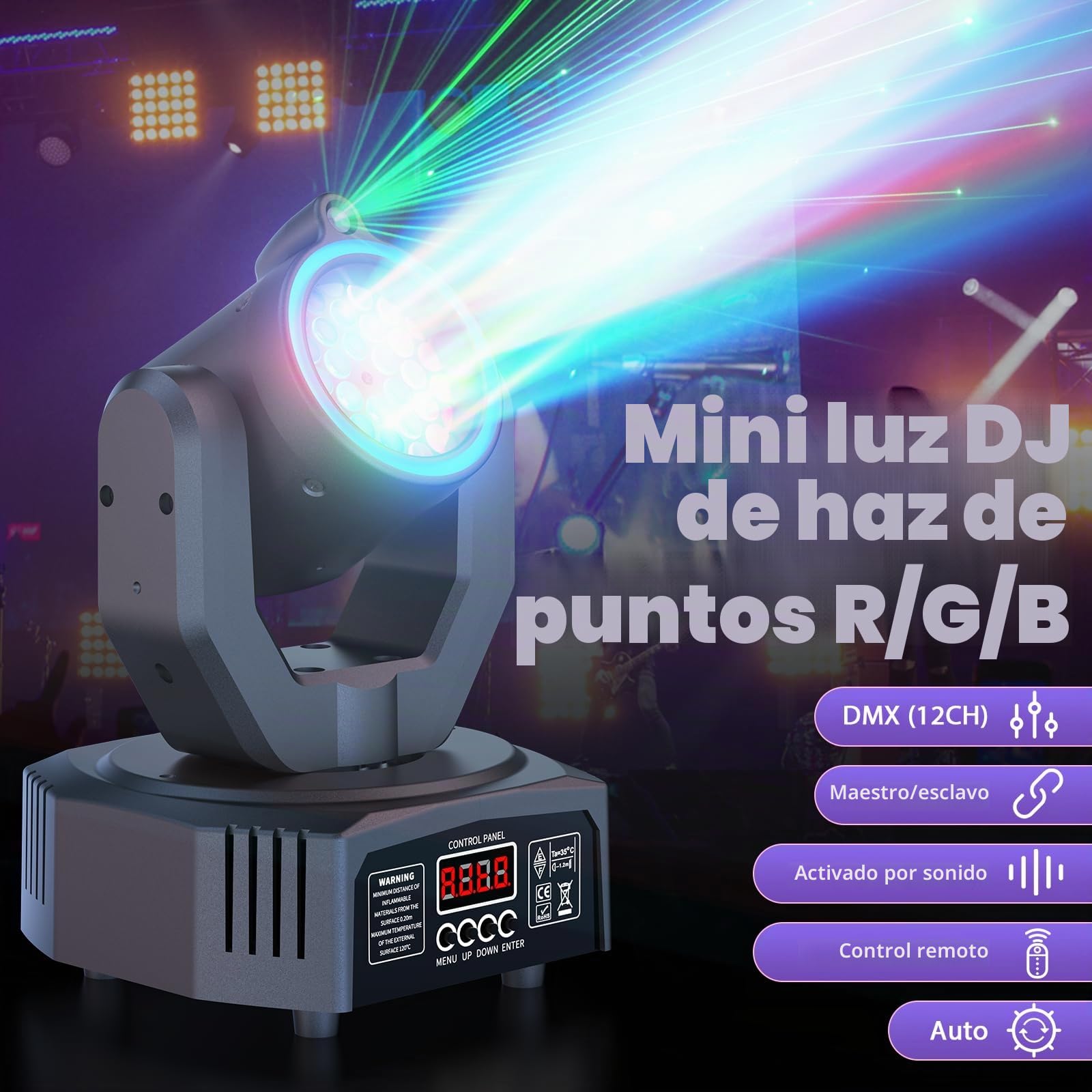 Lyre LED 30W Mini Luz Disco Dot Beam Cabeza Móvil Juegos de Luz LED RGB con Control Remoto Luz de Efecto Gobo con Apertura DMX512 para Escenario Fiesta Club DJ