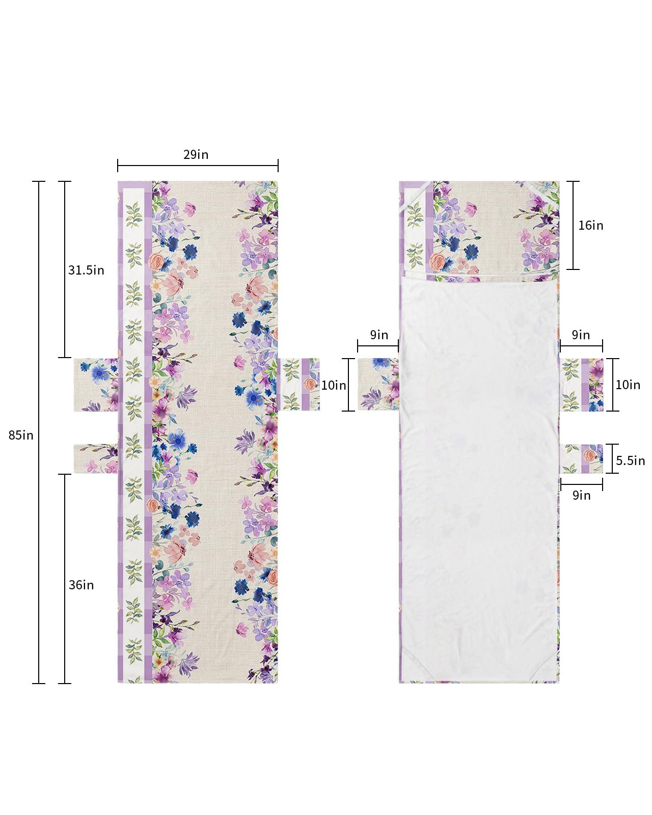 Purple Blue Flowers Beach Lounge Chair Towel Cover, Soft Chaise Lounge Towel with Side Pockets Patio Pool Chairs Cover for Beach/Pool Sunbathing 29x85 Elegant Spring Floral Botanical Rustic