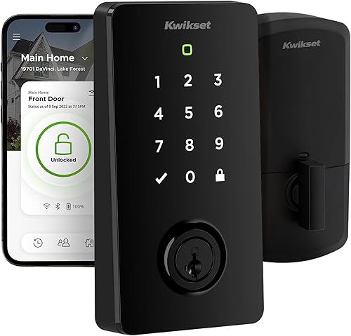 Kwikset Halo Select - Cerradura inteligente de entrada sin llave para puerta con Wi-Fi y Matter habilitada, cerrojo de puerta sin necesidad de Mate