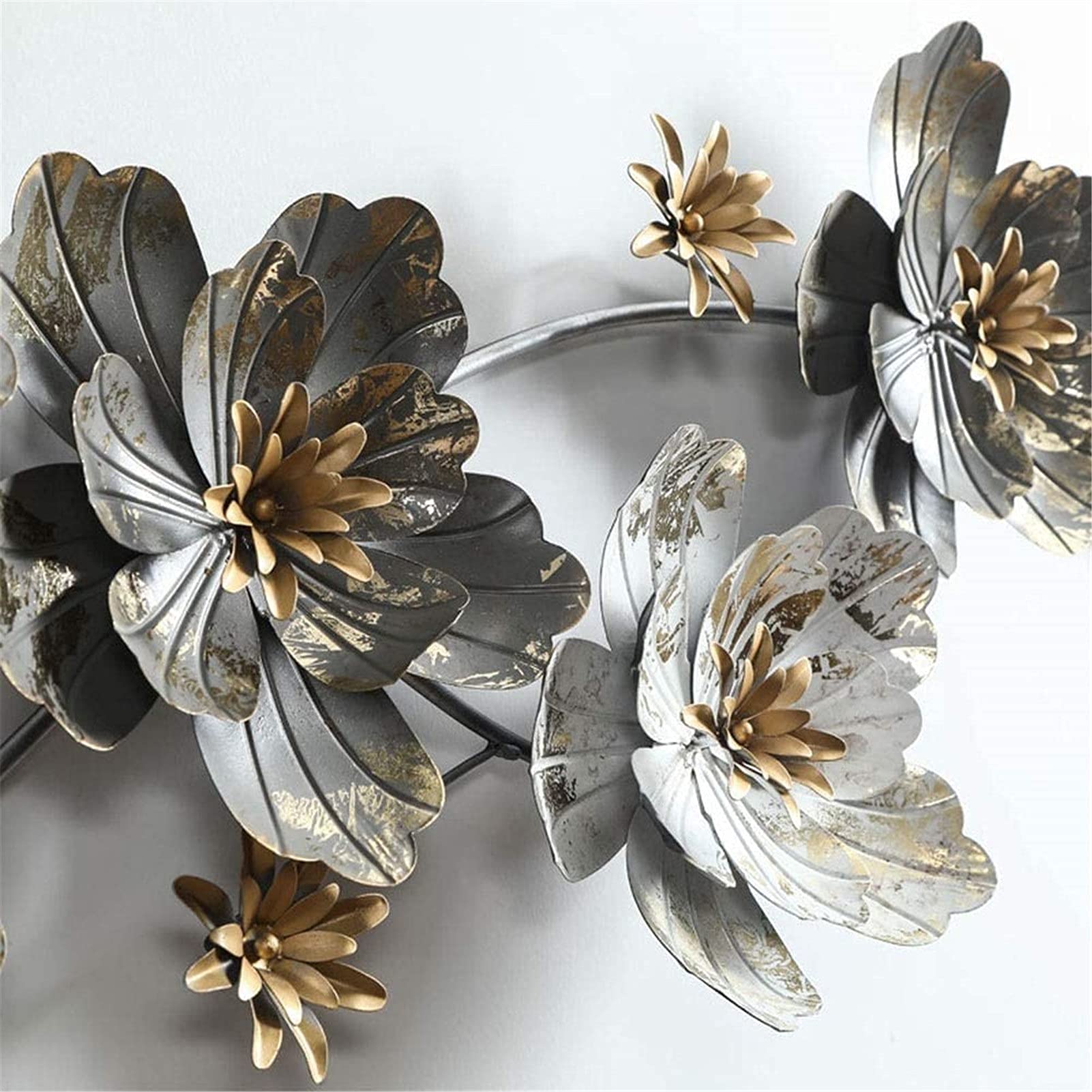 BOYH Décoration Murale Fleur en Fer Forgé en Métal, Moderne Luxe Léger Art De Fer Décoration Murale pour Salle D'étude/Salon/Chambre À Coucher BOYH Décoration Murale Fleur en Fer Forgé en Métal, Moderne Luxe Léger Art De Fer Décoration Murale pour Salle D'étude/Salon/Chambre À Coucher