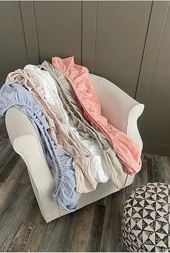 Sábanas de muselina neutra para cuna (azul polvoriento)