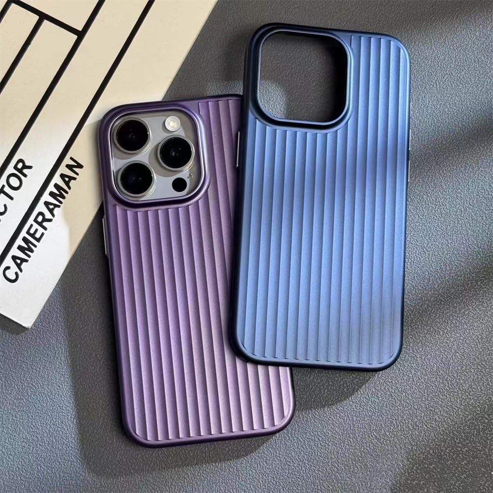 Custodia per telefono in metallo ondulato galvanizzato avanzato per iPhone 16, 15, 14 e 13 Pro Max Plus, cover posteriore rigida in titanio naturale di lusso, argentata, per iPhone 13 Pro Max