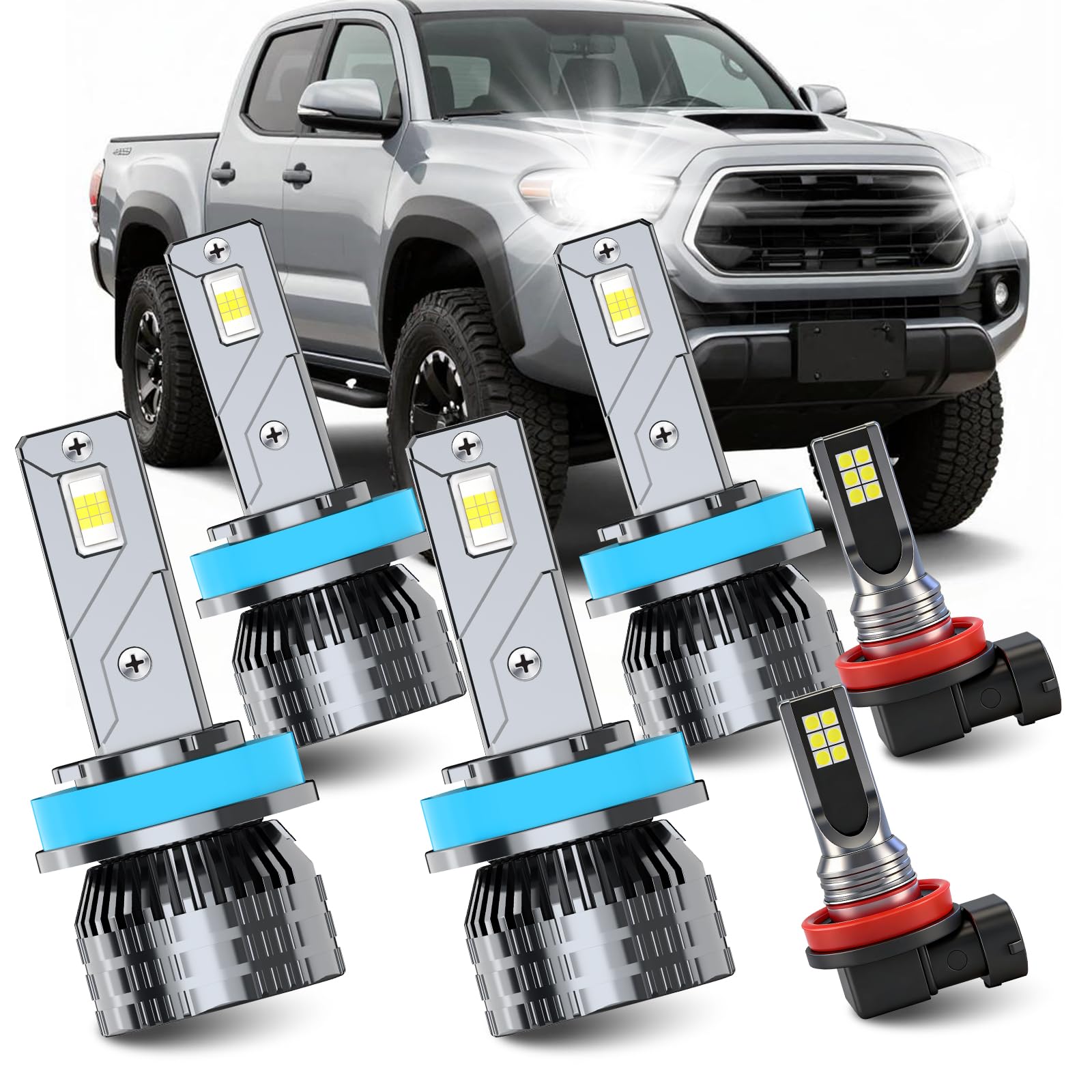 Photo 1 of ZBQYWXhome Fits for 2016-2023 Toyota Tacoma High Low Beam Fog Lights Bulbs Combo Pack, 60000LM +800% Super Brightness 6500K White Plug-and-Play Super Bright Lights Bulbs, Pack of 6