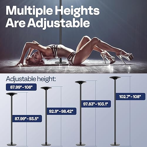 Vista 12 de VIVOHOME Baile giratorio profesional poste, poste portátil de la danza de 147.6 ft m para la aptitud casera Plateado