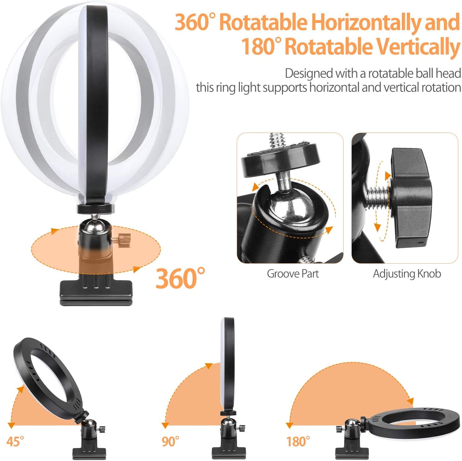 Gritin 9 LED Clip op Boek Licht, 3 Eye-Protecting Modes Flexibele Leeslamp Boek Lamp (Warm&Cool Wit Licht) -Traploos Dimmen, Oplaadbaar, Lange Batterijlevensduur, 4-Level Power Indicator