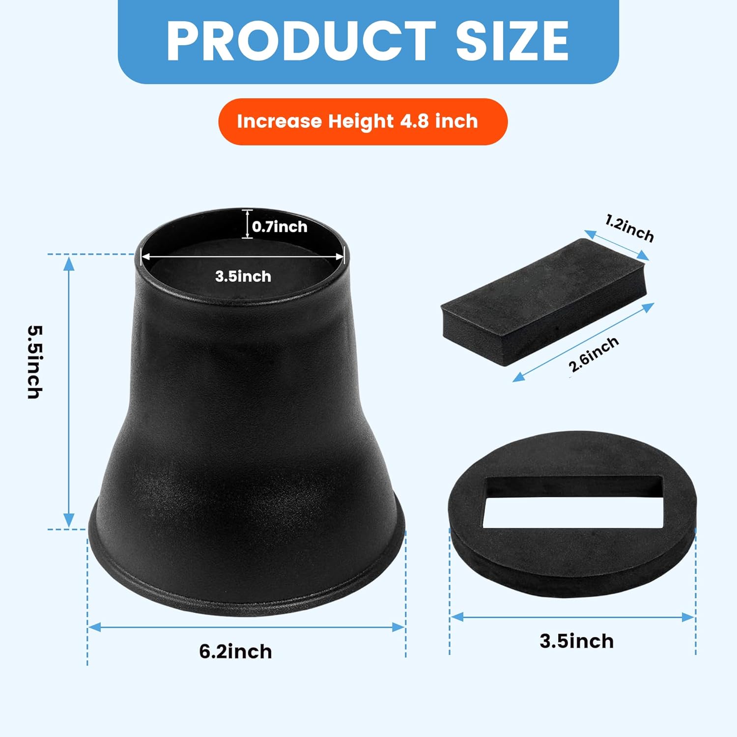 BTSD-home Bundle of 4 Pack 6 Inch Bed Risers and 8 Pack Bed Risers 1 or 2 Inch Heavy Duty