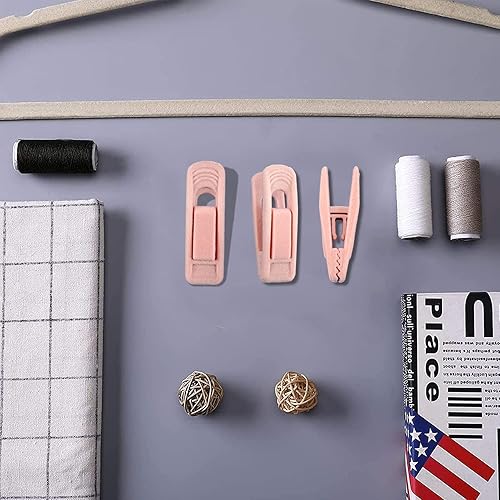Miniatura 5 de Trgowaul Perchas de terciopelo rosa claro clips de dedo fuertes para perchas finas, perfectas para trajes, faldas, pantalones y ropa de bebé
