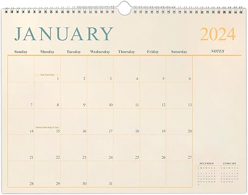 COOLENDAR Calendario de pared 2023, calendario mensual de 24 meses, de enero de 2023 a diciembre de 2024, calendario colgante 2023 para pared,