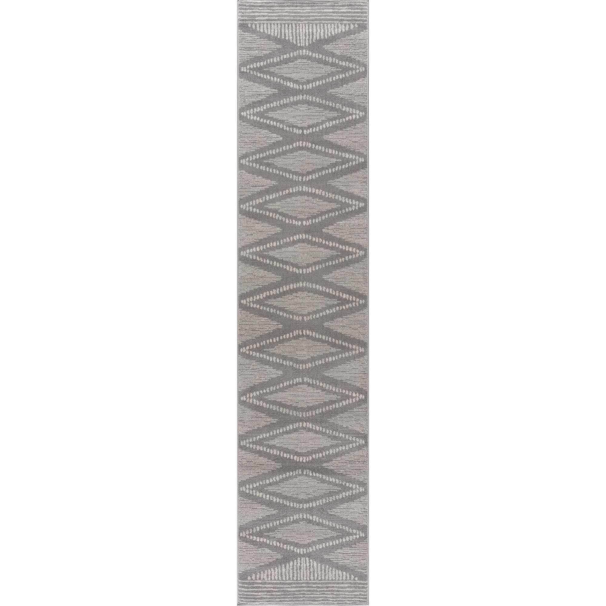 Hauteloom Tigris Collection Nikea Geometric Southwestern Farmhouse Hallway, Entryway, Kitchen Runner Rug - Vintage Distressed - Boho Aztec Tribal Pattern - Gray, Beige - 2'7