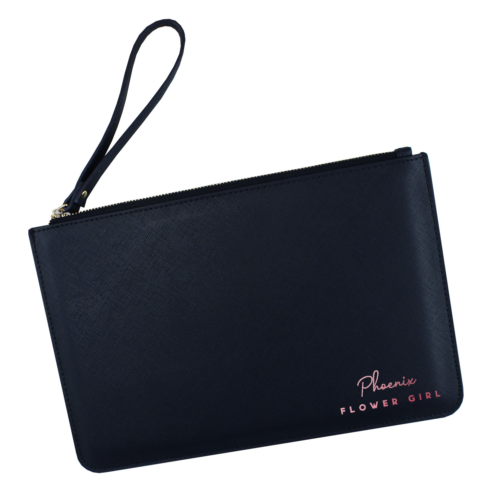 eBuyGB Personalised Bride Bridesmaid Clutch Bag, PU Leather, Bridal Party Gift, Maid of Honour Present, Bridesmaids Proposal Gifts, Wedding Role Accessory (Navy)