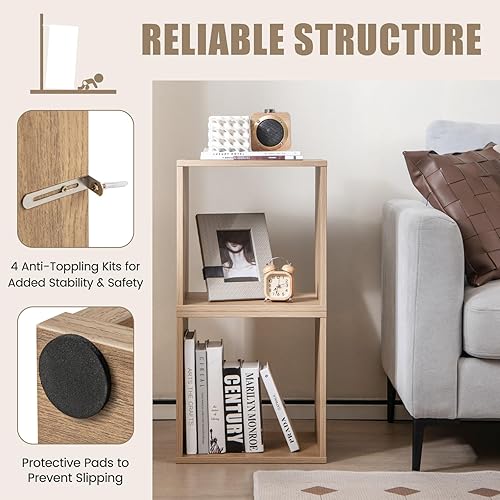 Miniatura 8 de LOKO Organizador de almacenamiento apilable de 2 cubos organizador de almacenamiento independiente con dispositivo anticaídas estantería de