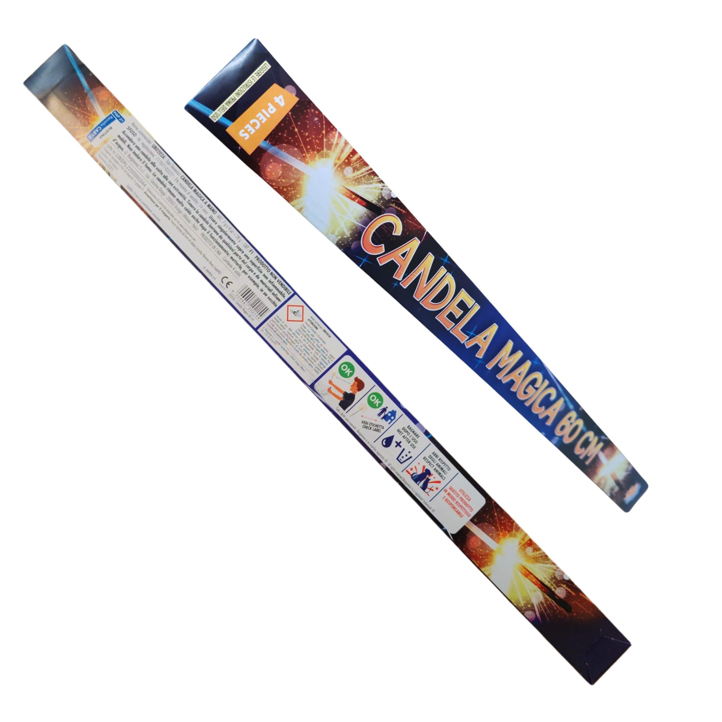 BORGONOVO Candeline Misura 60 Cm Scintille Bastoncino Luminoso per Feste Party ed Altre Occasioni [12 confezioni da 4 pezzi, tot 48 candeline] Categoria F1