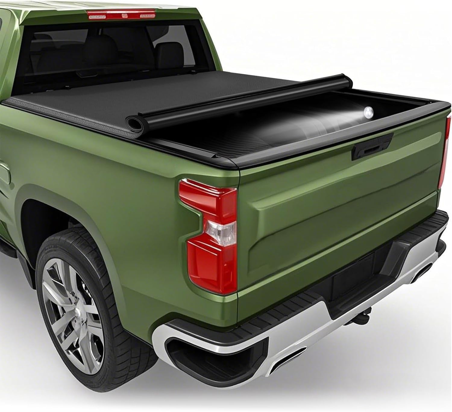 Soft Roll-up Truck Bed Tonneau Cover Compatible with 1999-2006 Chevy Silverado/GMC Sierra 1500 2500 3500 & HD (Incl. 2007 Classic) 8ft (96'') Fleetside/Styleside Long Bed