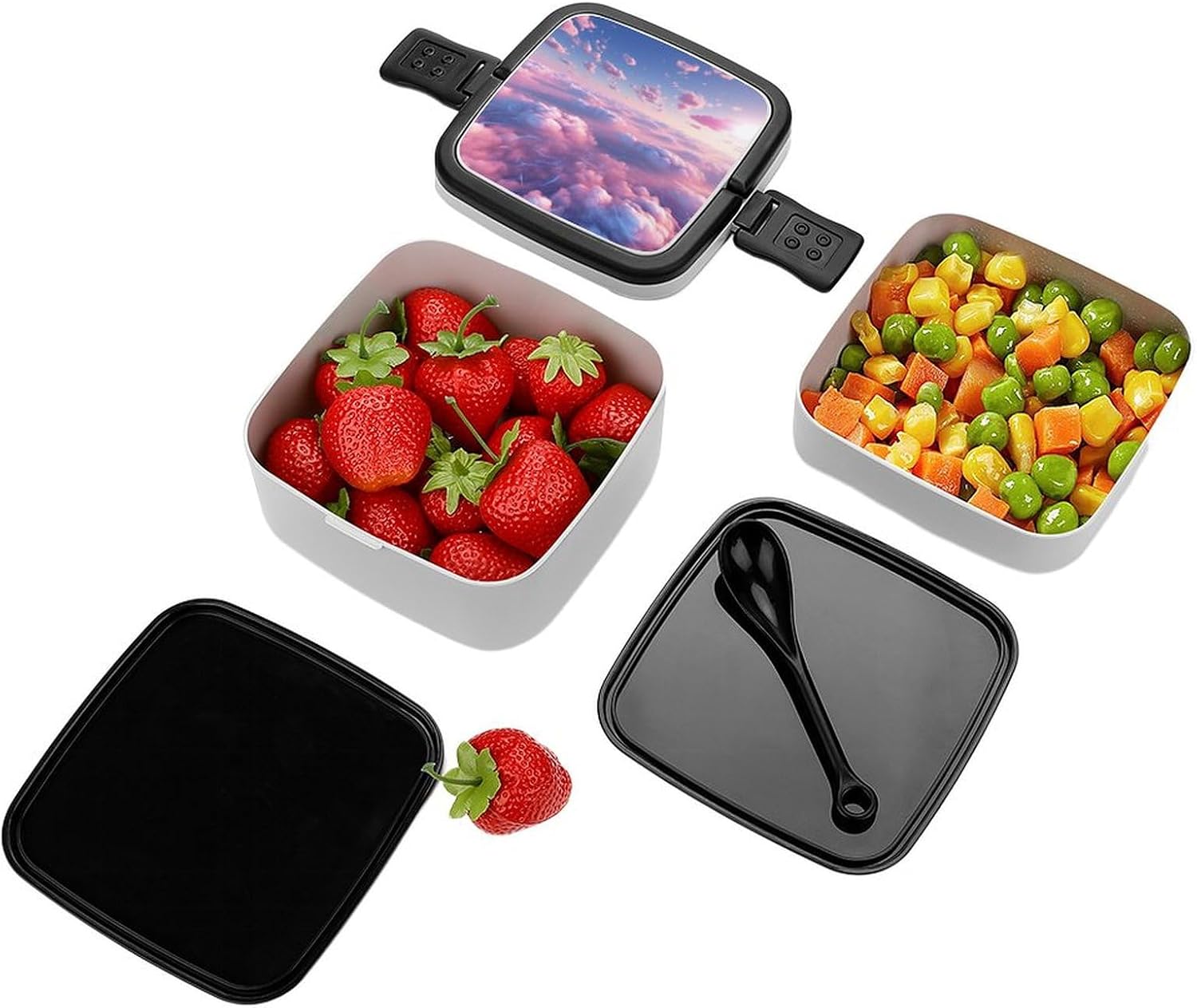 Pink Double Layer Bento Box with The Partition And Buckle Design for Outdoor Activities Or Work Lunch Box