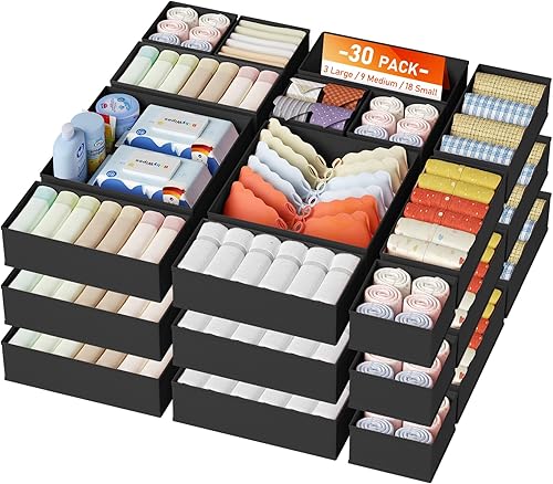 Miniatura 17 de DIMJ Contenedores organizadores de cajones de armario para bebé, paquete de 10, beige Beige,Negro,Gris