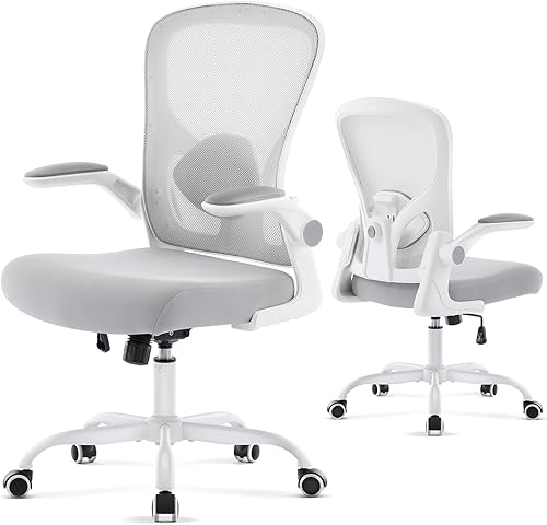 Miniatura 8 de Silla ergonómica de oficina, silla de escritorio para computadora con soporte lumbar ajustable y reposabrazos abatibles, función mecedora, cómoda