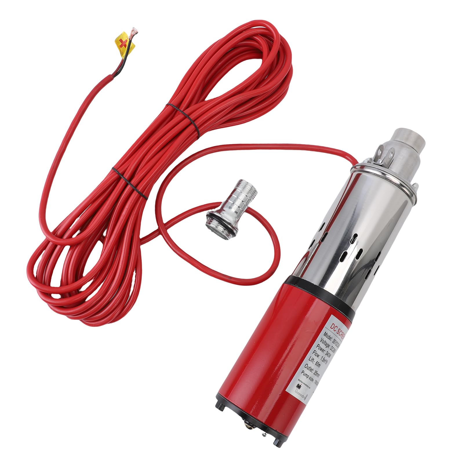 Pompa di Pozzetti Profondi Solari 340 W Pompa Sommersi in Acciaio Inossidabile per Industria, Irrigazione, Uso Domestico 6.6 Gpm 196 Piedi 1 Pollice con Biella, Portata,