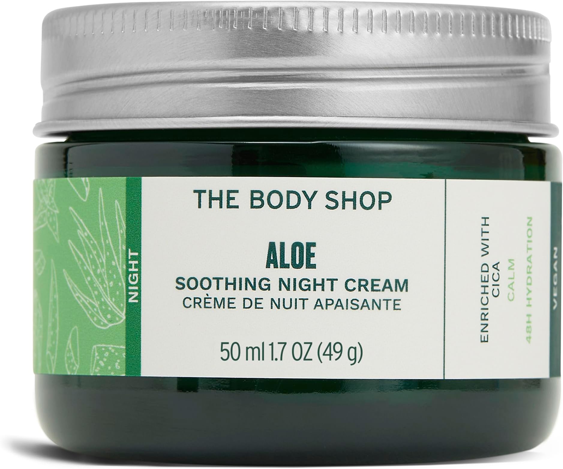 Aloe Soothing Night Cream for Women (1x 50ml), Fragrance-Free, 48hr Hydration with Aloe Vera & Cica, Face Moisturiser, Night Face Cream