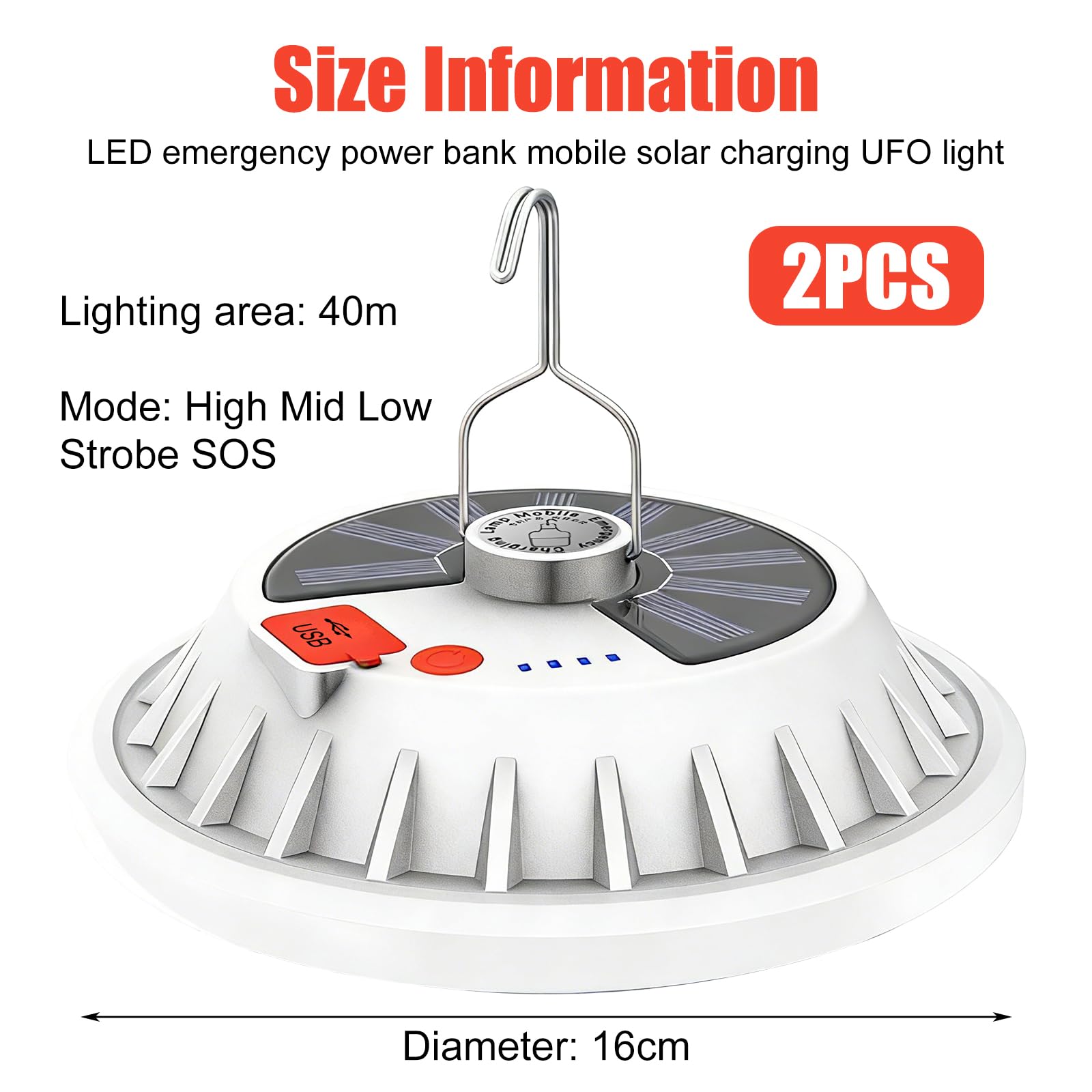 PORFOYO 2 pezzi LED lampada da campeggio ricaricabile solare lampada da campeggio con telecomando, 120 LED luce da campeggio con USB, 5 modalità, IP65 impermeabile, diametro 16 cm, per campeggio