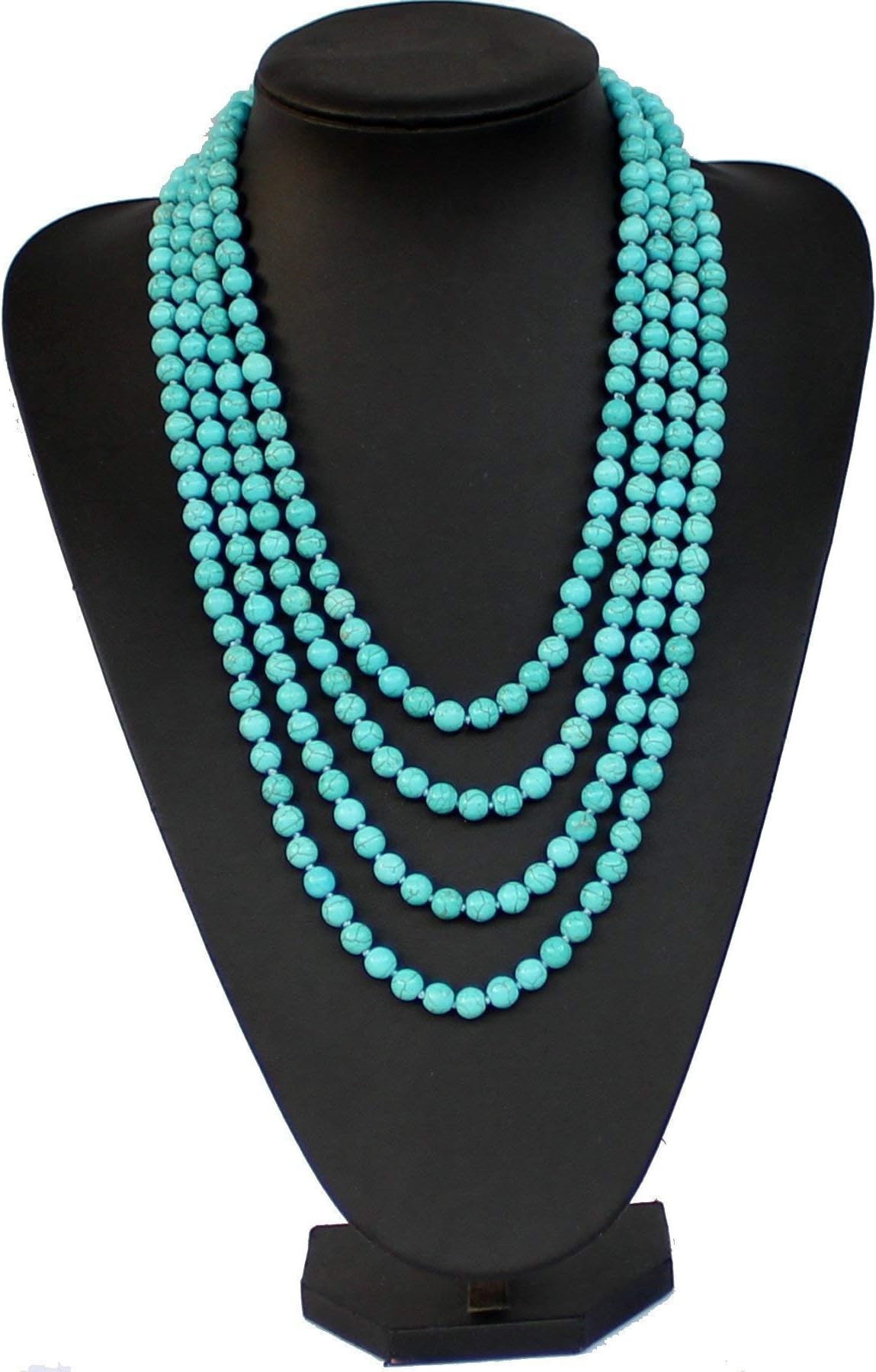 98 Inches Long Blue Turquoise Stone Beaded Necklace Turquoise Necklace Statement Necklace Sweater Necklace