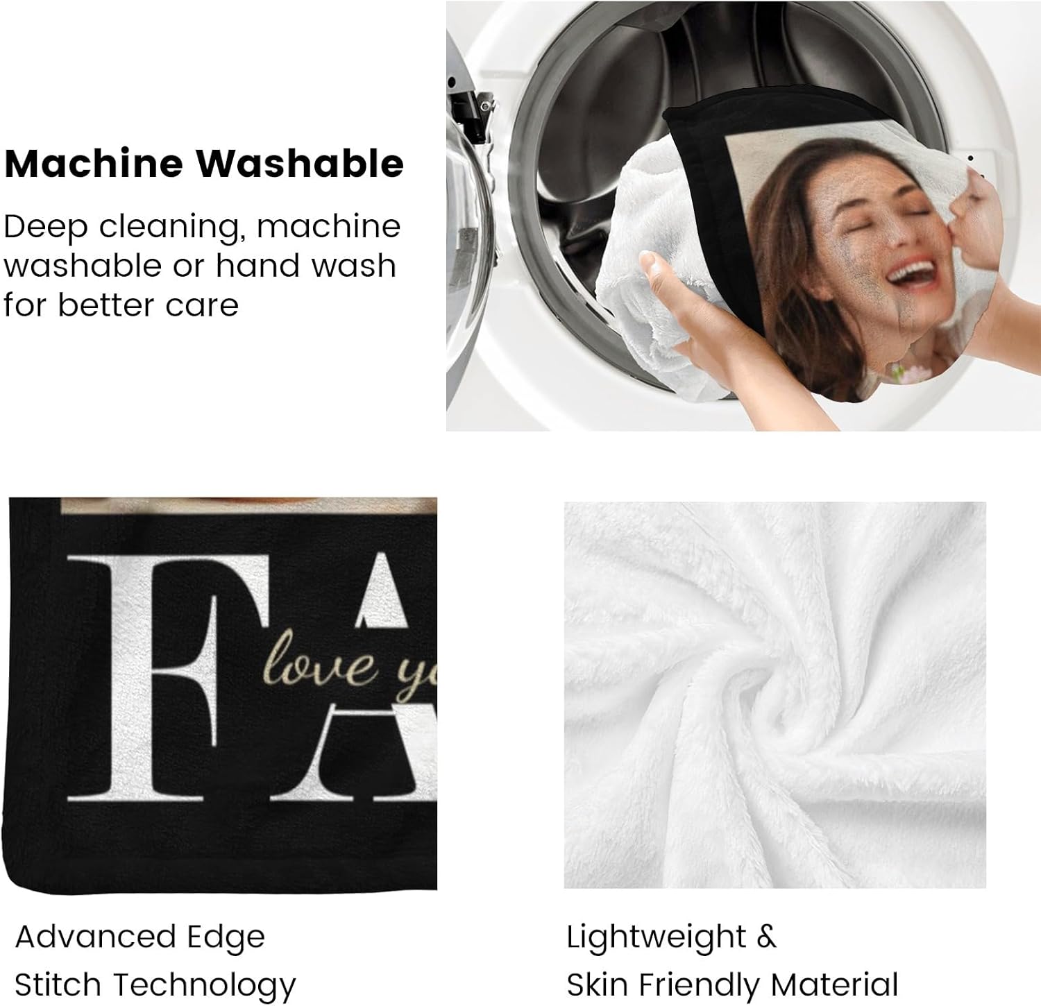 Custom Blanket with Photo Text Personalized Picture Blanket for Family Customized Pictures Blanket for Family Wedding Birthday Valentines Day Gifts (9 Photo)