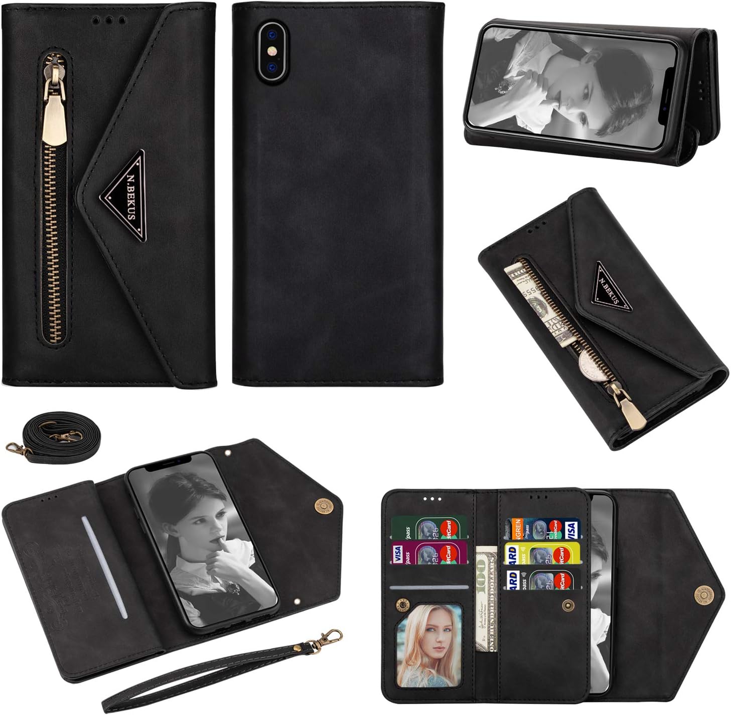 即納 全国送料無料 Samonpow 財布型ケース Iphone X用 Iphone 10保護ケース クレジットカードホルダーシェル 2層 傷防止 ハードpc ソフトハイブリッドラバー ラッピング無料 Carlavista Com