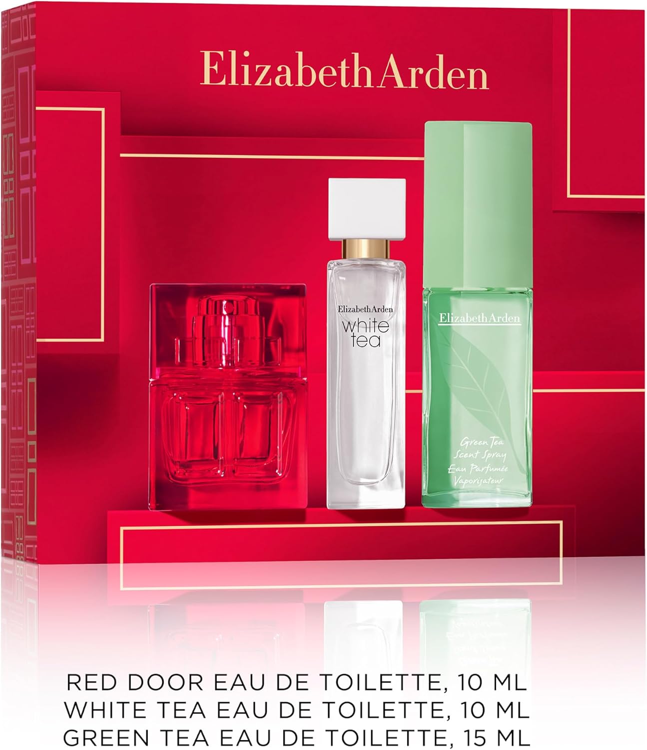 Elizabeth Arden Prestige Fragrance Coffret — подарочный набор из 3 предметов, «Красная дверь», «Зеленый чай», «Белый чай», роскошный парфюмерный подарок для женщин