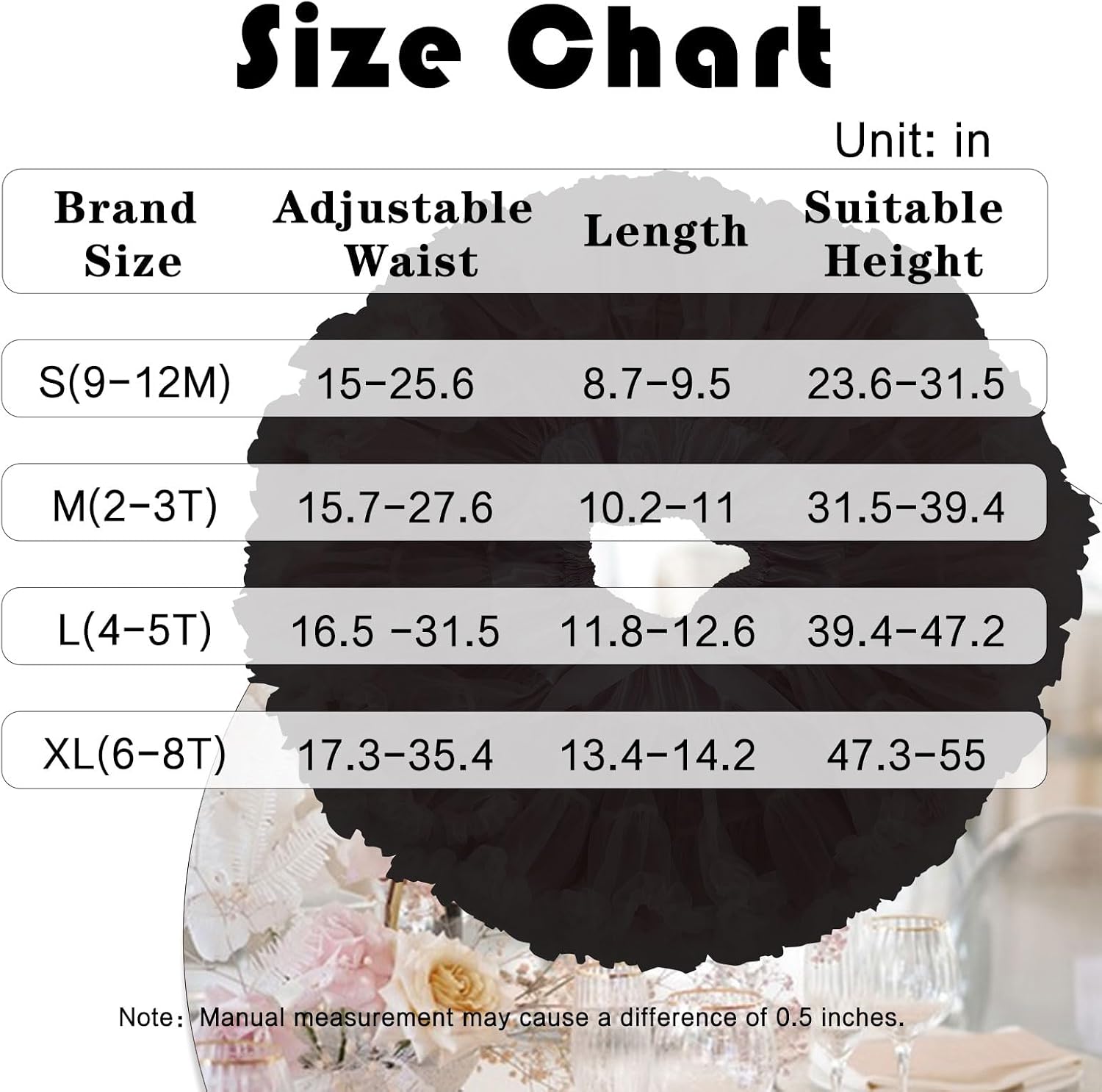 Petticoat Skirt for Girls 3-Layered Tulle Elastic Waist