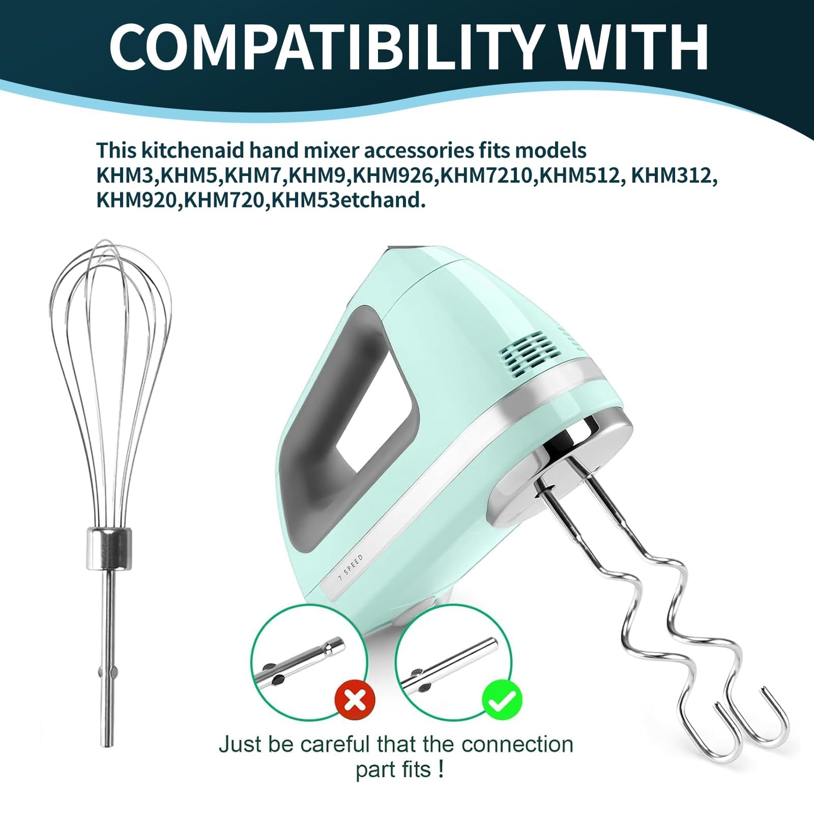3 sztuki miksera ręcznego akcesoria do KitchenAid, hak do zagniatania i trzepaczka ze stali nierdzewnej, zamiennik ubijacza do jajek i trzepaczki, wysokiej jakości akcesoria kuchenne do