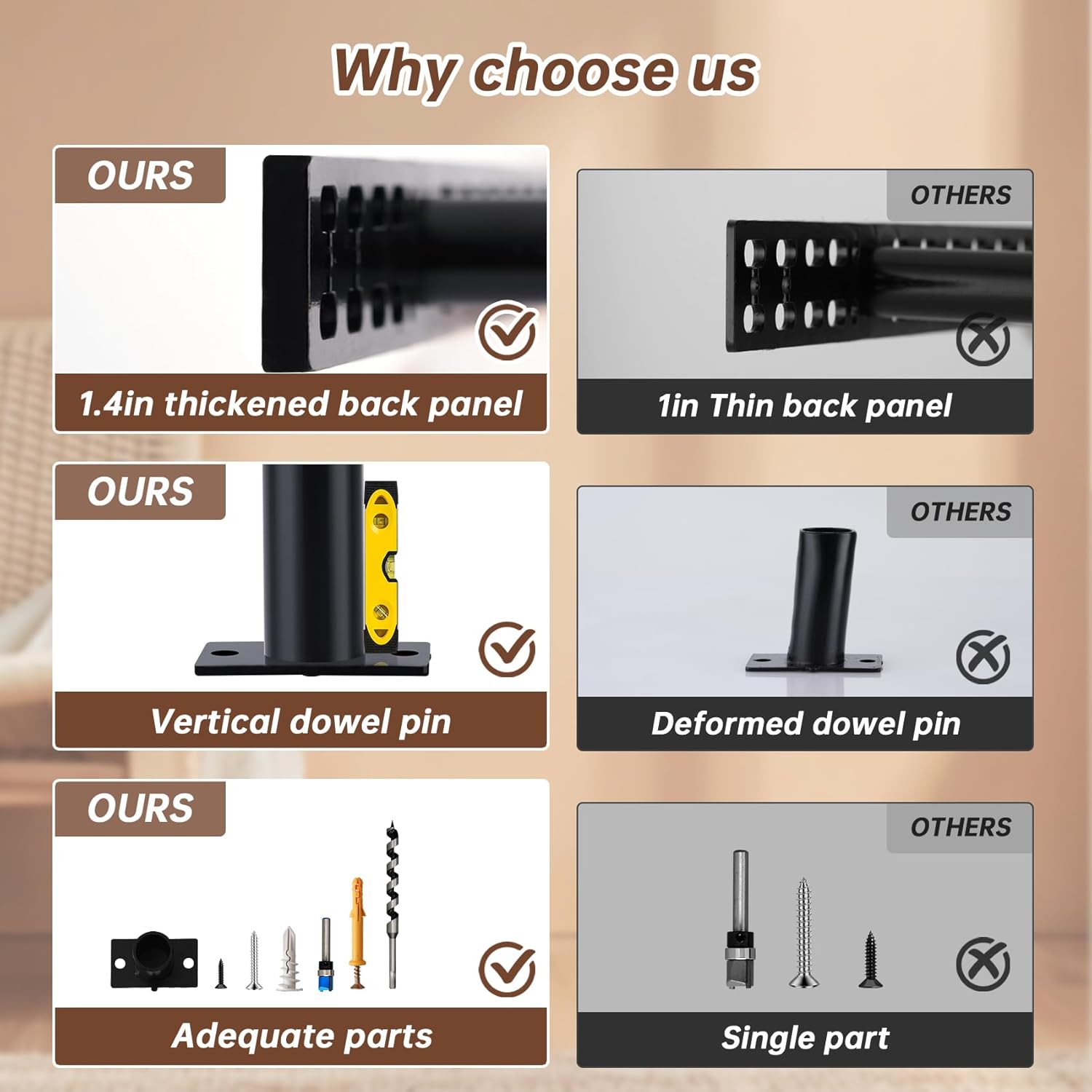 34 in Floating Shelf Bracket 34x8 Hidden Floating Shelf Bracket, 4 Pcs Thickened Solid Steel Wall Mount Brackets 3-Year Service