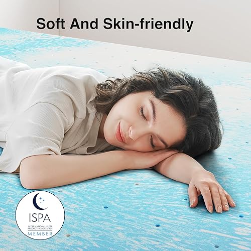 Miniatura 2 de Novilla Cubrecolchón King de espuma viscoelástica de 2 pulgadas, infusión de gel refrescante, almohadilla ventilada para aliviar la presión, suave